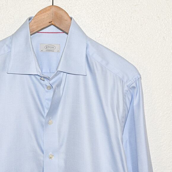 ETON Contemporary fit size 17 Blue Button up Shirt Micro stripe - Picture 3 of 7